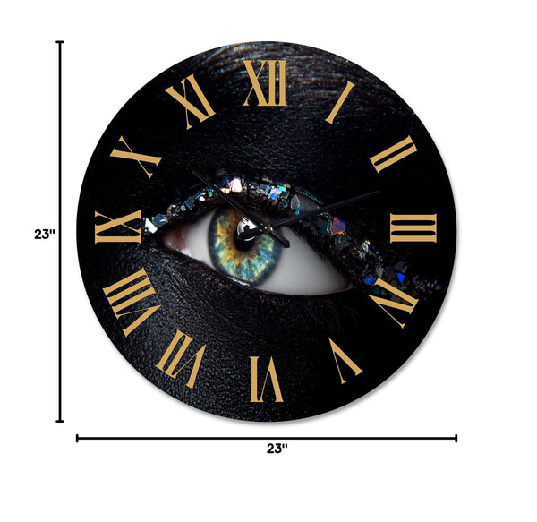 Round Aluminum Decorative Wall Clock – Woman Eyes Multi-Color Print