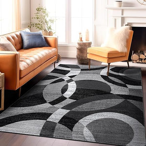 Modern Circles Area Rug 5'3" x 7'3" – Polypropylene, Multi-Color Options