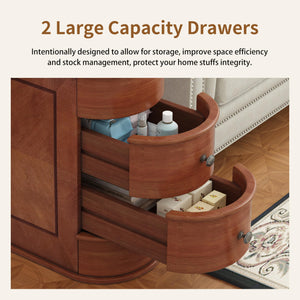 Narrow End Table with Charging Station & 2 Drawers, Fully Assembled
