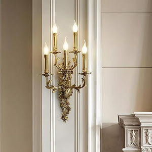 Brass Wall Sconce Mid Century Art Deco Candlestick Light