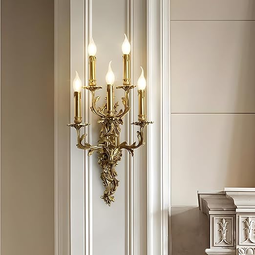 Brass Wall Sconce Mid Century Art Deco Candlestick Light
