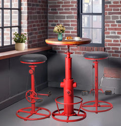 3-Piece Industrial Pub Bar Set with Height-Adjustable Table & 2 Stools