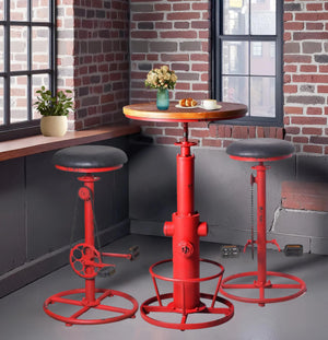 3-Piece Industrial Pub Bar Set with Height-Adjustable Table & 2 Stools