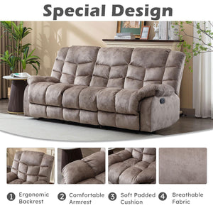Manual Recliner Sofa Set – 4-Seat Fabric Living Room Set