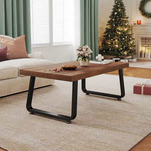 Rustic Wood Coffee Table with Metal Frame