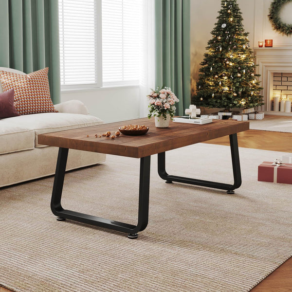 Rustic Wood Coffee Table with Metal Frame