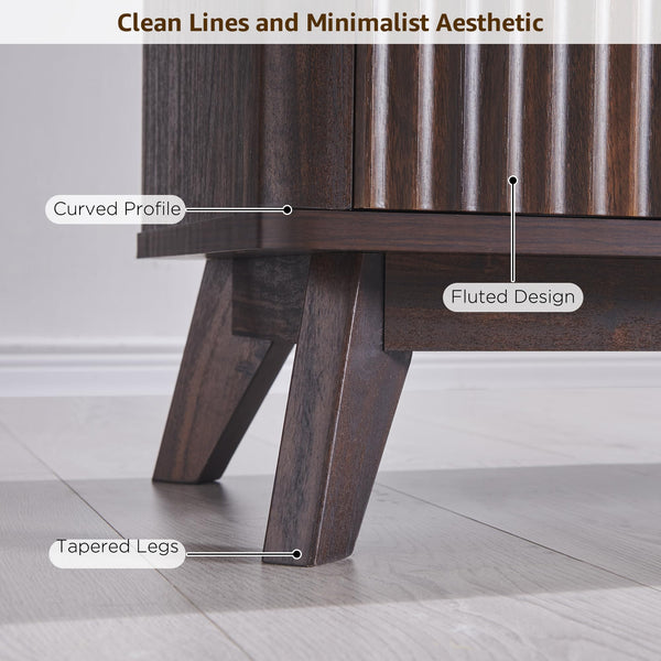 70" Mid-Century Modern Fluted TV Stand with Storage