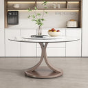 Oval Sintered Stone Dining Table Set with Stainless Steel Base