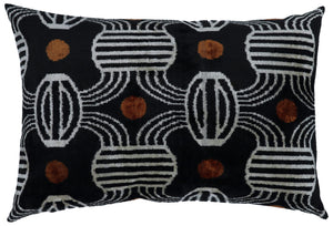 Handmade Velvet Throw Pillow – Geometric Striped, Down Feather Fill