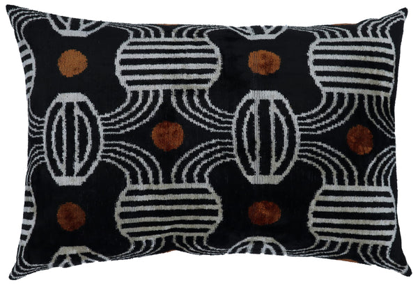 Handmade Velvet Throw Pillow – Geometric Striped, Down Feather Fill