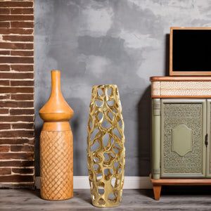 Gold Ceramic Floor Vase 24 Inch