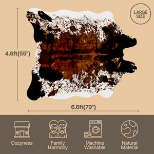 Semicircular Faux Cowhide Rug – Non-Slip Polyester Western Area Rug