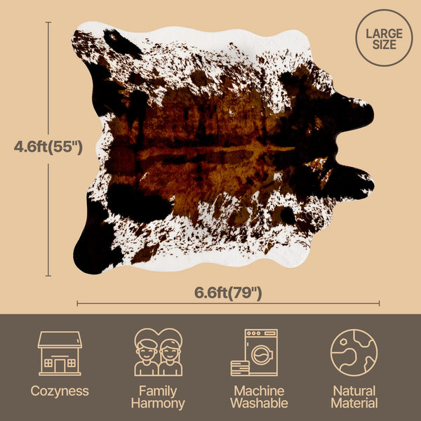 Semicircular Faux Cowhide Rug – Non-Slip Polyester Western Area Rug