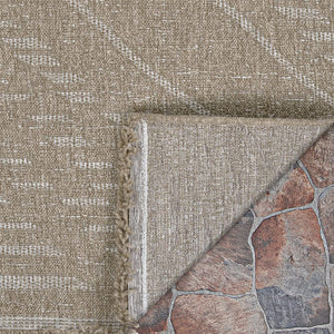 Indoor Outdoor Flatwoven Area Rug – Tribal Diamond Pattern with Fringe