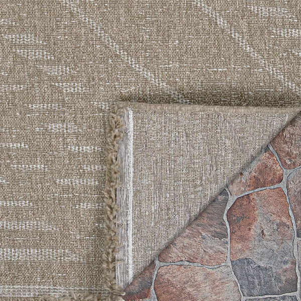 Indoor Outdoor Flatwoven Area Rug – Tribal Diamond Pattern with Fringe