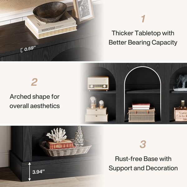 Farmhouse Console Table 63 Inch with 3-Tier Storage