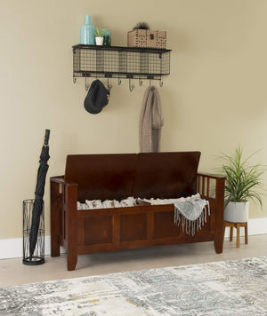 Split Seat Storage Bench with Walnut Finish