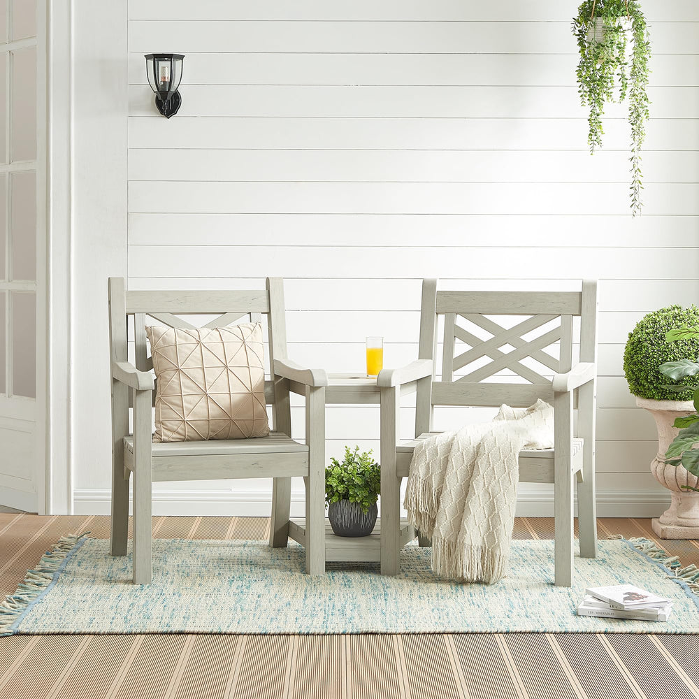 Outdoor Poly Lumber Loveseat with Center Table & Umbrella Hole