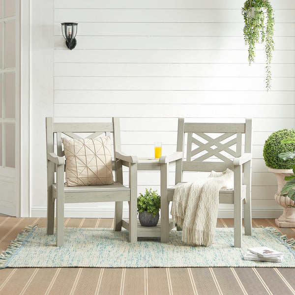 Outdoor Poly Lumber Loveseat with Center Table & Umbrella Hole