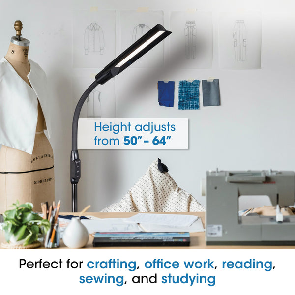 LED Floor Lamp with Adjustable Neck & 3 Color Temperatures