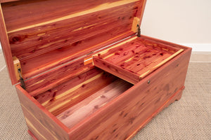 Amish Cedar Hope Chest with Waterfall Top & Storage Tray