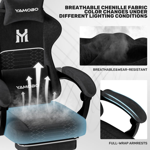 Gaming Chair with Footrest, Lumbar Support & Headrest Massage