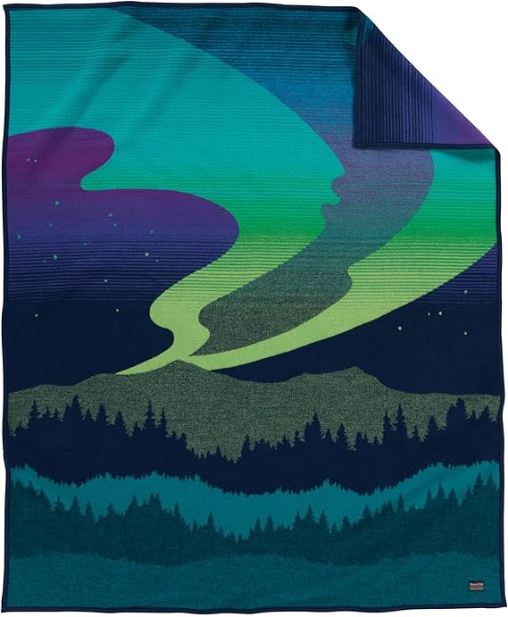 Wool Blend Jacquard Throw Blanket – Reversible, Felt-Bound, 64" x 80"