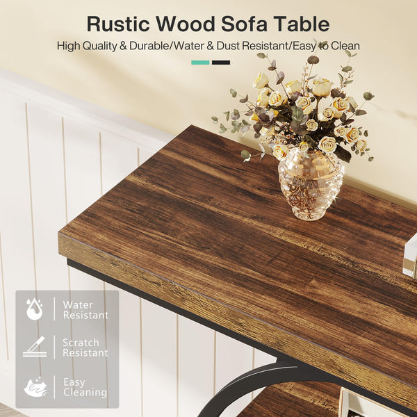 4-Tier Industrial Console Table with Circle Base
