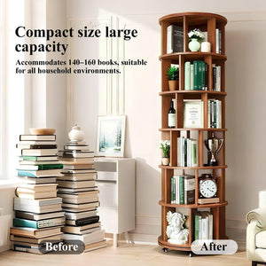 6-Tier Rotating Bookshelf Tower