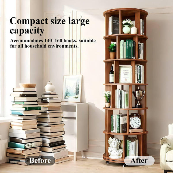 6-Tier Rotating Bookshelf Tower