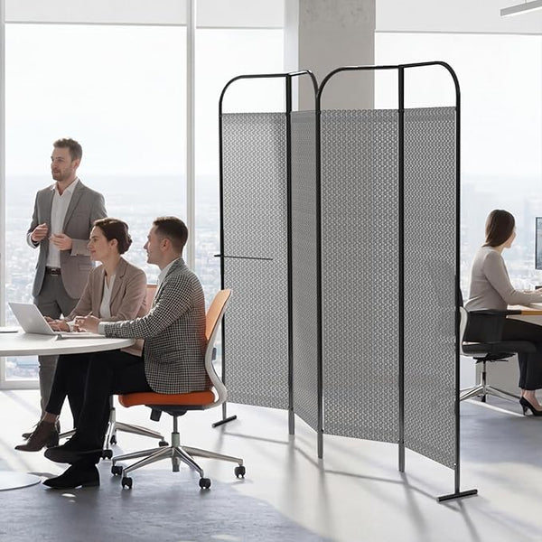 4-Panel Freestanding Room Divider with 3D Fabric Panels