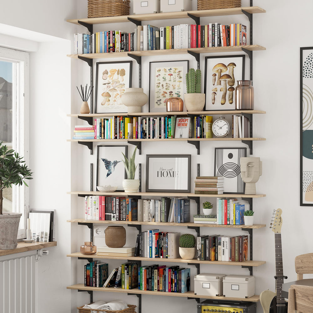 60-Inch Floating Wall Shelves with Adjustable Rail Bracket System