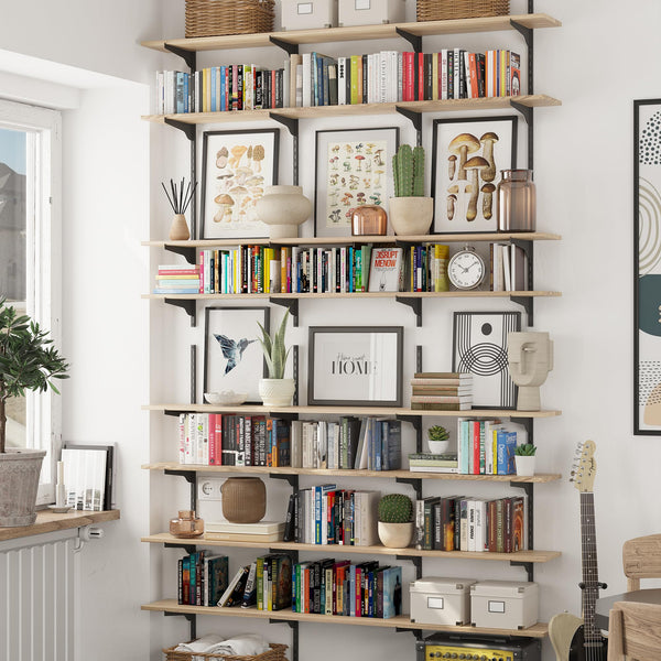 60-Inch Floating Wall Shelves with Adjustable Rail Bracket System