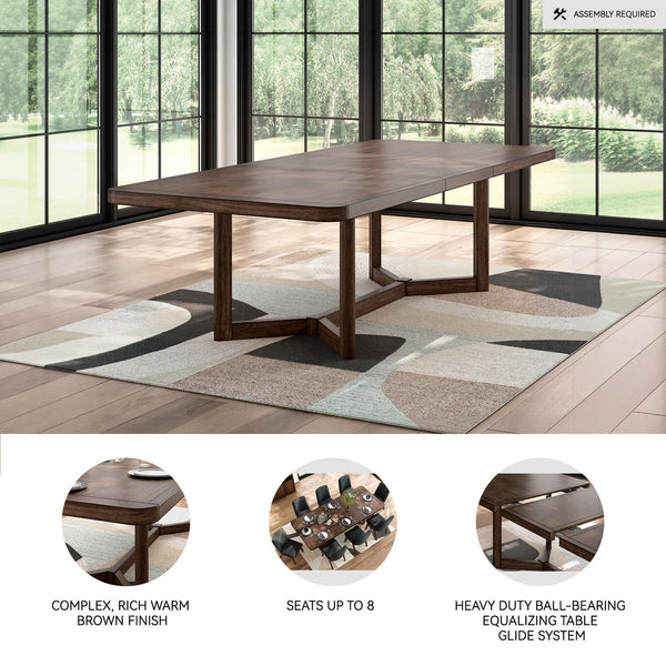 Rectangular Dining Extension Table with Glide System