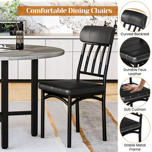 Round Dining Table Set for 4 with Faux Leather Chairs