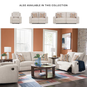 Beige Tufted Manual Reclining Sofa with Accent Pillows