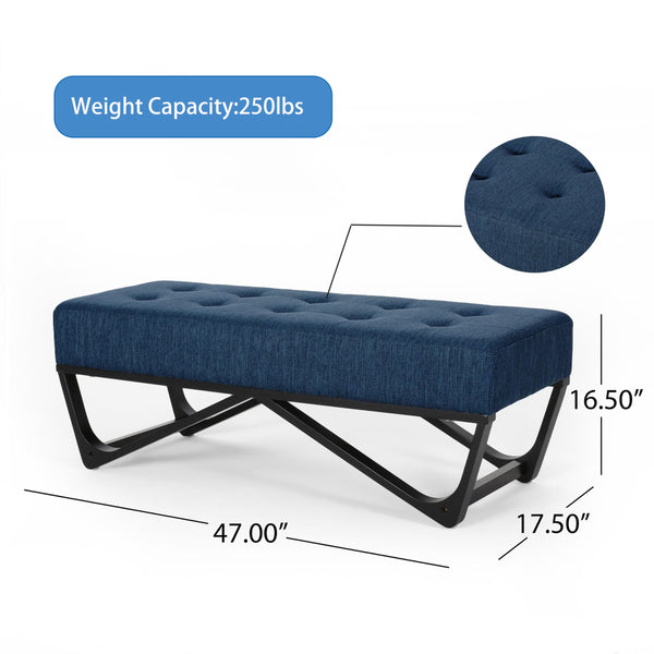 Button-Tufted Upholstered Ottoman Bench