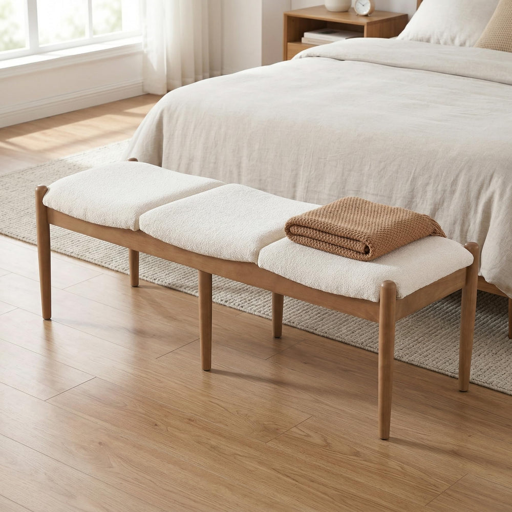 Upholstered Ottoman Bench with Wood Legs