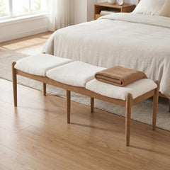 Upholstered Ottoman Bench with Wood Legs
