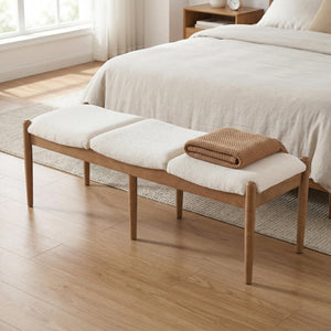 Upholstered Ottoman Bench with Wood Legs
