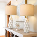 Ceramic Table Lamp Set of 2 — Boho Bedside Nightstand Lamp