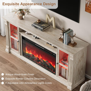 70" Farmhouse TV Stand with 36" Electric Fireplace