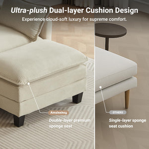 U-Shaped Modular Sectional Sofa with 2 Ottomans – 111.5" Corduroy Cloud Couch