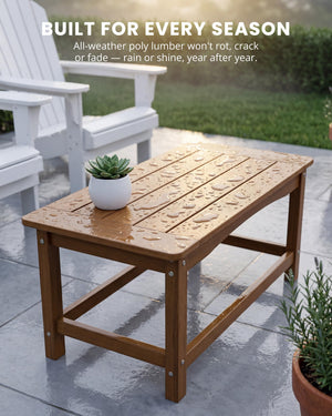 35-Inch Rectangular Outdoor Coffee Table – All-Weather Poly Lumber, 250 lb Capacity