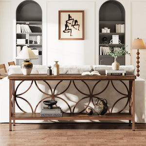 Narrow Sofa Console Table with 2-Tier Storage, 70.9"