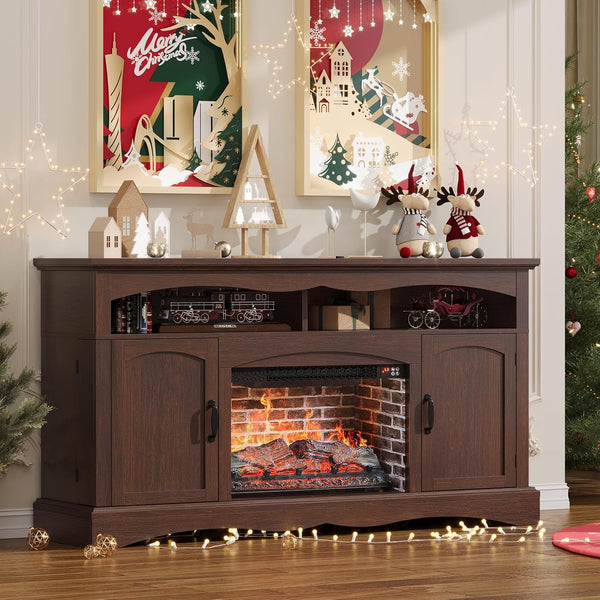 Farmhouse Fireplace TV Stand with 23" Electric Fireplace for TVs up to 65"