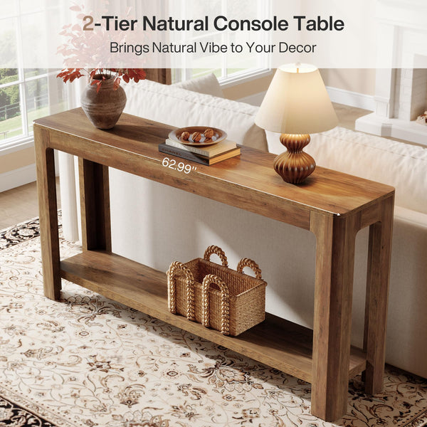 63-Inch 2-Tier Farmhouse Console Table