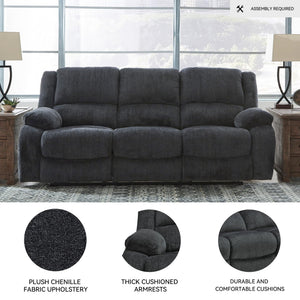Dual Reclining Sofa with Pull Tab – Grey Chenille