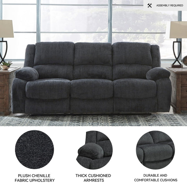 Dual Reclining Sofa with Pull Tab – Grey Chenille