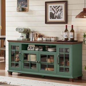 Farmhouse Sideboard Buffet Cabinet with Glass Doors